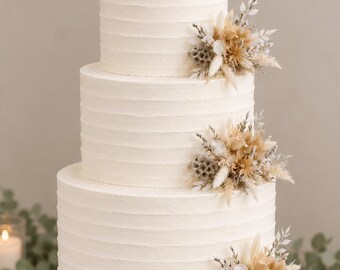 Preserved Rustic Natural Hydrangea and Dried Floral Wedding Cake Topper Picks