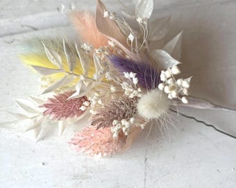 Boho Dried Flower Hair Pins: Pastel Hydrangea Wedding Accessories