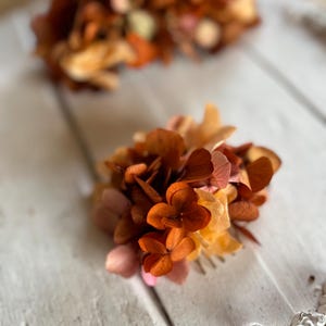Coral blush Pink rust bride hydrangea dried flower wedding hair comb, hair accessories, floral hair comb, summer hair pin, bridal hair comb,