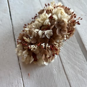 Natural bride hydrangea dried flower wedding hair comb, hair accessories, floral hair comb, summer hair pin, cream rust hydrangea bridal