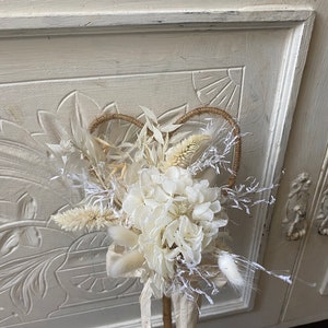 White dried flower wand, wedding wand, boho wedding wand, flower girl heart wand, dried flower girl wand, boho wedding accessories,