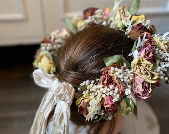 Boho wedding bouquet crown/ dried flower hair pins/ vintage rose flowers/ bridal hair crown/ hair accessories / bridal hair rose pins  /