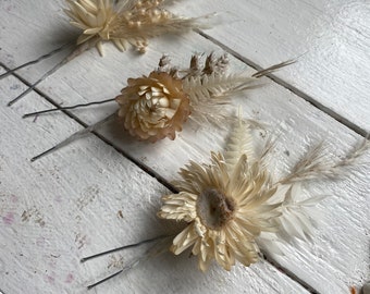 Boho wedding bouquet hair pins/ dried flower hair pins/ preserved flowers/ bridal hair flowers/ hair accessories / bridal hair accessory /