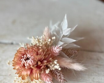 Dried Flower Hair Comb: Pink & White Bridal Hair Accessory