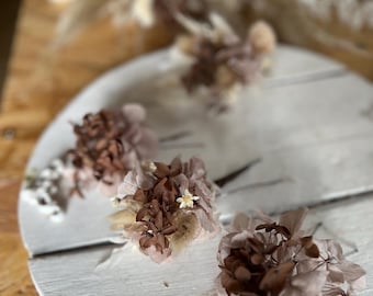 Dried Hydrangea Hair Pins: Boho Wedding Hair Accessories