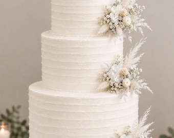 White Preserved Hydrangea Floral Wedding Cake Topper Picks