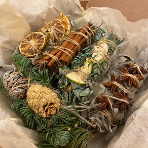 Sage smudge, cinnamon,  natural cleansing sticks, burning stick, eucalyptus smudge, star anice smudge, dried, cleansing, aromatherapy