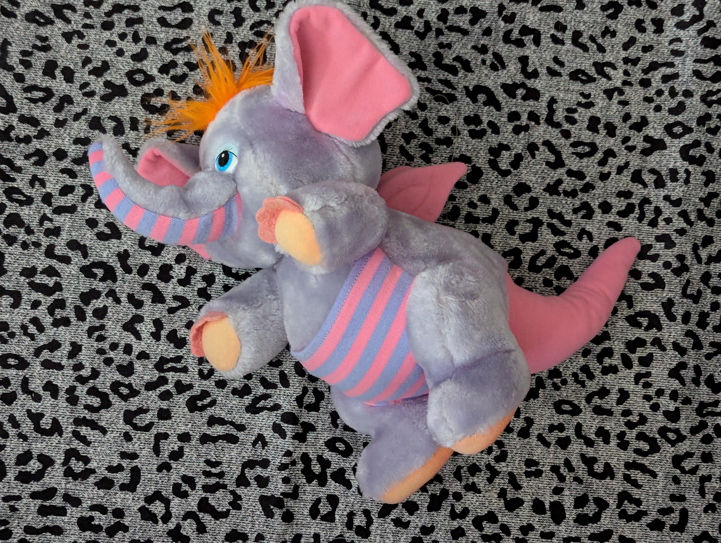 ヴィンテージ　ぬいぐるみ　ゾウ　ピンクのゾウ ヴィンテージ 1985年製 ハズブロ ワズルズ ぬいぐるみ ゾウ - 80年代