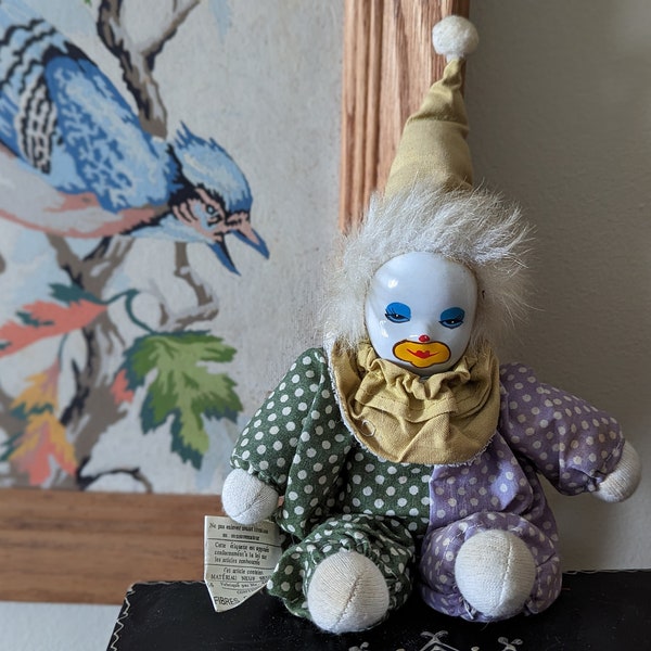 Polka Dotted Unhappy Q-Tee Clown from Daysela's Small Little Shop of Strange and Unusual. Oddity Shop Extraordinaire. Q-Tee Clown. ClownCore