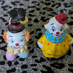 Kitschy Clown Figurines. Set Of Two. From Daysela&#39;s Small Little Shop of Strange and UnusuaL. Circus Clown Knick Knacks. Clown Decorations