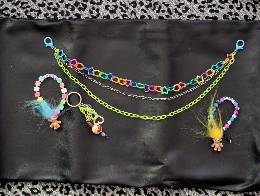 Kidcore Keychains 90s Troll Candy Wallet Chain Set, Y2K Kandi Kidcore Keychain - Etsy