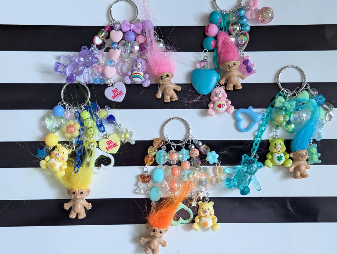 Kidcore Keychains Totally Care Bear & Trolls. 90s Style Keychains by Daysela. Kandikid ...