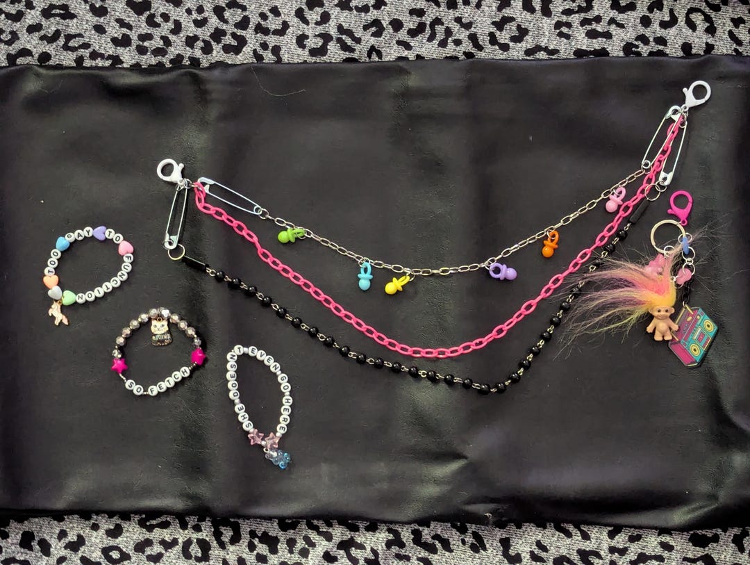 Kidcore Keychains Y2K Wallet Chain Set by Daysela. 90s Wallet Chain. 90s Kandi Kid Wallet ...