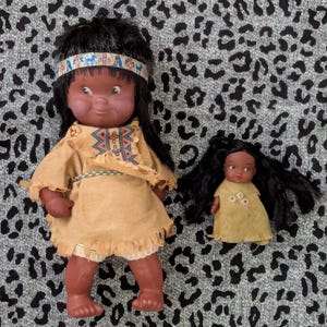 Vintage 1960s Native Dolls from Daysela&#39;s Small Little Shop of Strange and UnusuaL. Regal Toy Co. Dolls. Vintage Plastic Dolls.