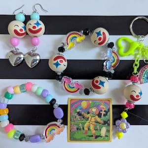 ClownCore JeweLry and Accessories from Daysela&#39;s Small Little Shop of Strange and Unusual. Y2K Clown Aesthetic. Kawaii Clown Jewelry.