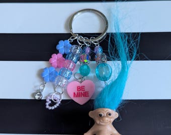 Porte-clés Troll, Porte-clés Troll,Dessin Animé Troll Poupées Porte-clés Porte-clés - Figurine De Cheveux De Couleur Folle, Poupées Troll Vintage, Adorable Porte-clés