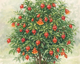 Sochi Dwarf Pomegranate, Compact Ornamental Shrub, Bright Red Flowers, Container Plant. Skipley Farm. Organically Grown.