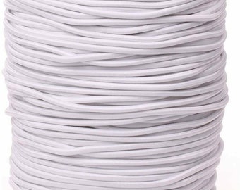 2MM Wide Round Black Elastic Cord Black, 2mm x 1Meter