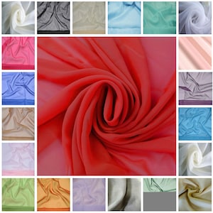 May include: A collage of 16 different fabric swatches in various colors and textures. The swatches are arranged in a grid pattern. The swatches are all made of sheer fabric.