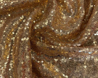 GOLD Sparkly Glitz Sequins Beaded Fabric - by The Yard - Perfect for Decor, Home, Clothing, Event Decor, DIY Arts & Crafts