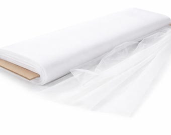 WHITE Polyester Tulle Fabric Bolt 54 inch 40 Yards