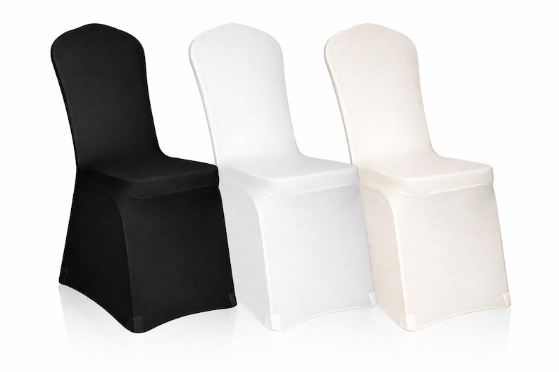 Universal Polyester Spandex Folding Chair Cover Wedding Party - White/Black/Ivory image 1