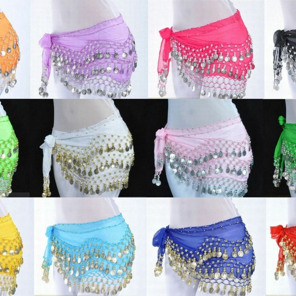 Plus Size XL Chiffon Belly Dance Hip Scarf Wrap Belt Tribal Sash Skirt