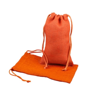 ORANGE 6&quot; x 10&quot; Burlap Jute Party, Favor, Gift, Jewelry Bags/Pouches - Pack of 12 pcs