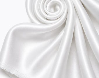 WHITE Premium Bridal Wedding Satin Charmeuse Fabric 60" Wide Sold by the Yard
