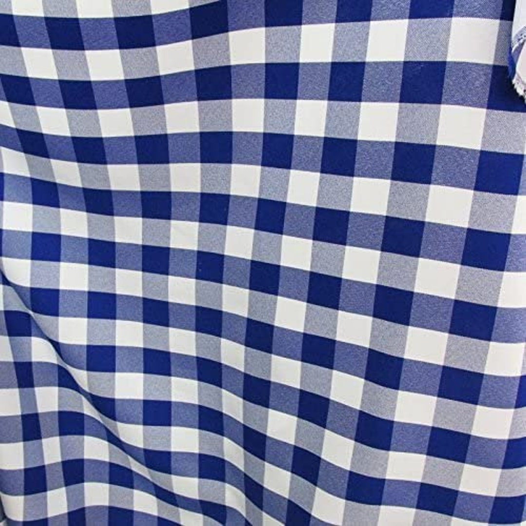 Royal Blue and White 1" Checkered Gingham Polypoplin Fabric by the Yard ...