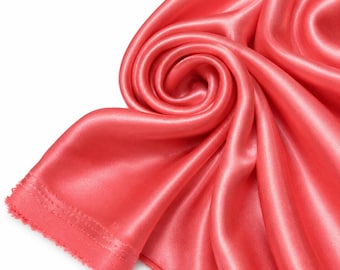 CORAL Premium Bridal Wedding Satin Charmeuse Fabric 60" Wide Sold by the Yard