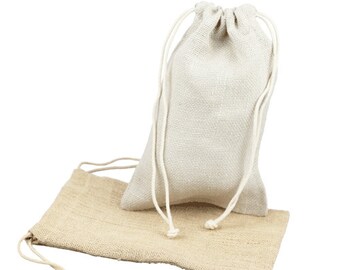 Blanc 15,2 x 25,4 cm toile de jute jute fête, faveur, cadeau, bijoux sacs/pochettes – Lot de 12 pcs