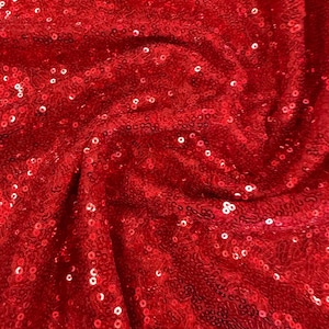RED Sparkly Glitz Sequins Beaded Fabric - by The Yard - Perfect for Decor, Home, Clothing, Event Decor, DIY Arts & Craf