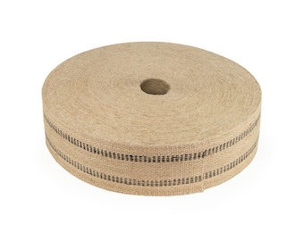 3.5 Inch Wide Natural Jute Webbing with Black Stripes: Ideal for Upholstery and Crafts