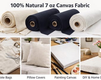 Cotton Duck Canvas Heavy Weight 7oz. 60 Inch Wide by the yard (Black, White, Natural Colors Available)