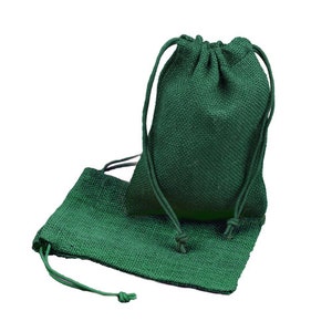 HUNTER GREEN 5&quot; x 7&quot; Burlap Jute Party, Favor, Gift, Jewelry Bags/Pouches - Pack of 12 pcs
