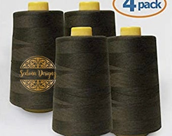 May include: Four spools of dark brown thread, each with a yellow top and a label that reads "Sedona Designz".