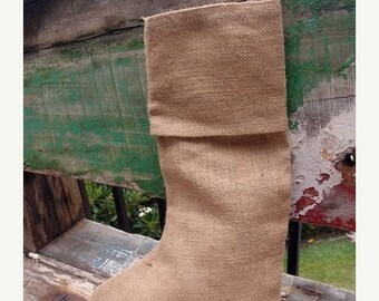 ON SALE Pack of 6 - Natural Burlap Christmas Stocking 16 inch - Free Shipping