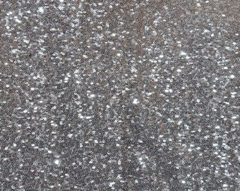 SILVER Sparkly Glitz Sequins Beaded Fabric - by The Yard - Perfect for Decor, Home, Clothing, Event Decor, DIY Arts & Crafts