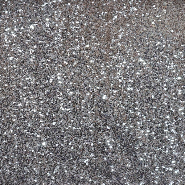 SILVER Sparkly Glitz Sequins Beaded Fabric - by The Yard - Perfect for Decor, Home, Clothing, Event Decor, DIY Arts & Crafts