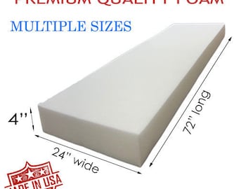 4" x 24" x 72"  Medium Density Upholstery Seat Foam Cushion Replacement, Home, Auto, Crafts Etc - Made in USA FREE SHIPPING