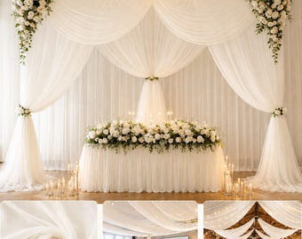 120" Wide (10ft Wide) x 120 Yards Roll - IVORY Sheer Voile Chiffon Fabric - Perfect for Draping Panels Masking for Weddings Events -