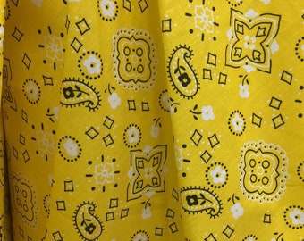 Bandana YELLOW Poly Cotton 58 Inch Wide Fabric by The Yard