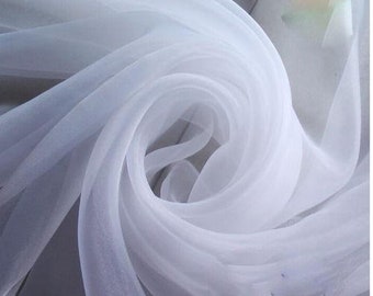 120" Wide (10ft Wide) - Sheer Voile Chiffon Fabric - Perfect for Draping Panels and Masking for Weddings & Events - WHITE