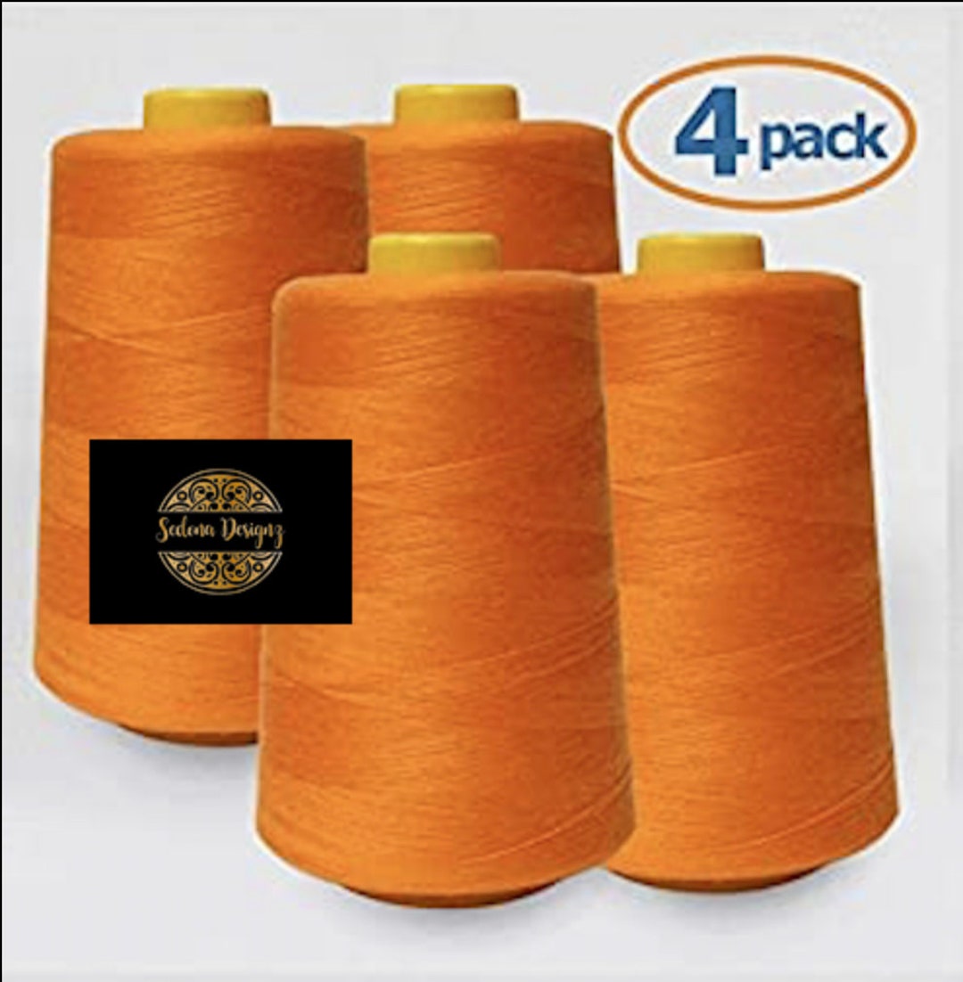 4 PACK of 6000 Yard (each) Spools ORANGE Sewing Thread All Purpose 100% ...