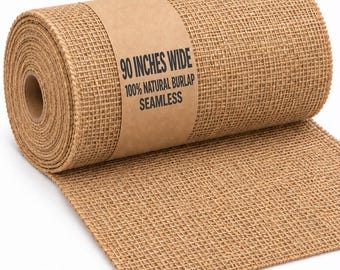 90" Wide 100% Natural Jute Upholstery Burlap Seamless with Double Folds - FREE SHIPPING