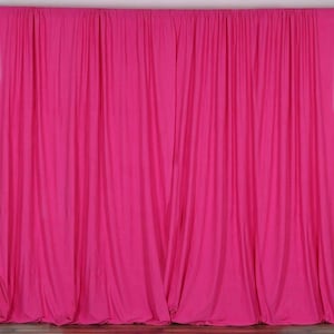 2 pcs 10 feet x 12 feet Polyester Backdrop Drapes Curtains Panels with Rod Pockets - Wedding Party Home Window Decorations  FUSCHIA HOT PINK