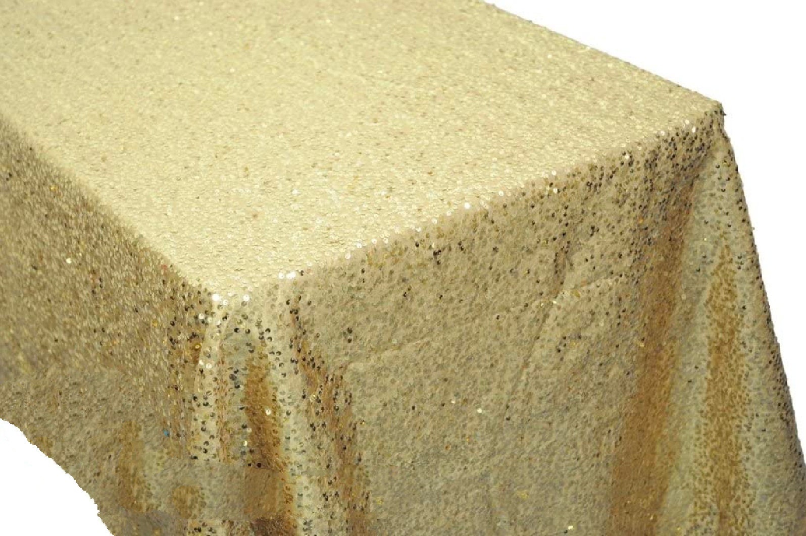 Sequin Rectangular Tablecloth, Rain Drops Sequin Taffeta Fabric, Sequin Table Cover - GOLD