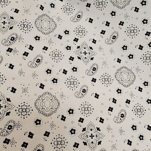 Bandana WHITE Poly Cotton 58 Inch Wide Fabric by The Yard