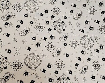 Bandana WHITE Poly Cotton 58 Inch Wide Fabric by The Yard